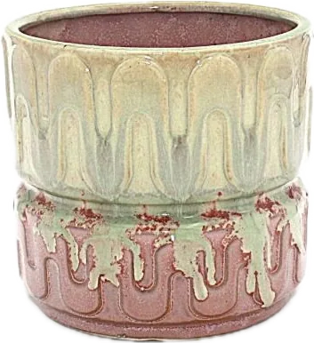 Groovy Planter in Floss, a pastel pink stoneware pot with wavy detailing