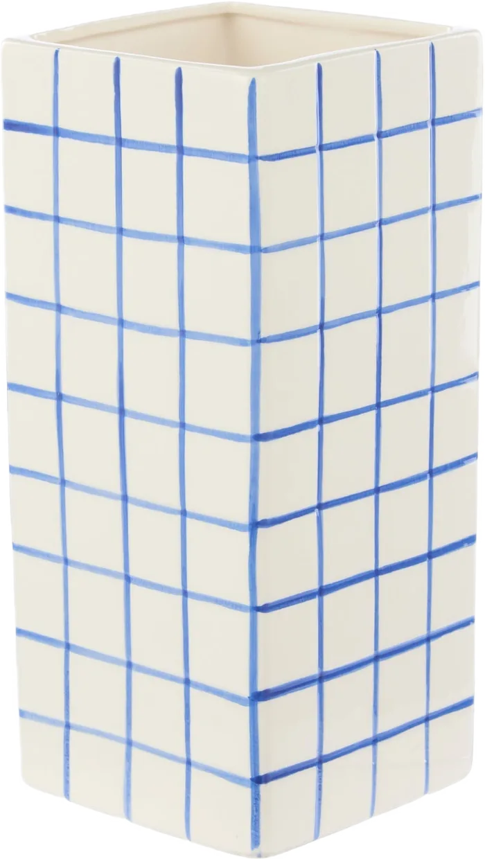 Lulu Vase with a blue grid glaze