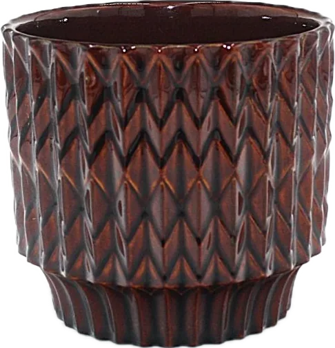 Trippy Planter in Burnt Umber, a rich orange-brown gloss pot