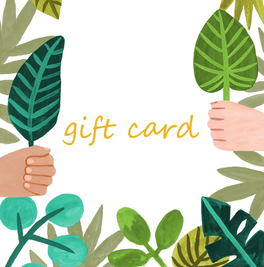 Plantsmith gift card artwork with painted leaves